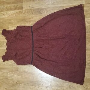 LOFT Burgundy Lace Sleeveless V Back Knee Length Cocktail Dress Womens Size 8